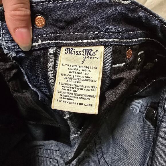 Miss Me Skinny Jeans bling rhinestone decorative stitching flap pockets size 26 - Picture 10 of 11